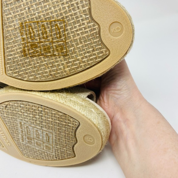 NWT Soludos Sandals Open Toe Midwedge Linen in Platinum Size 9 - Picture 8 of 11